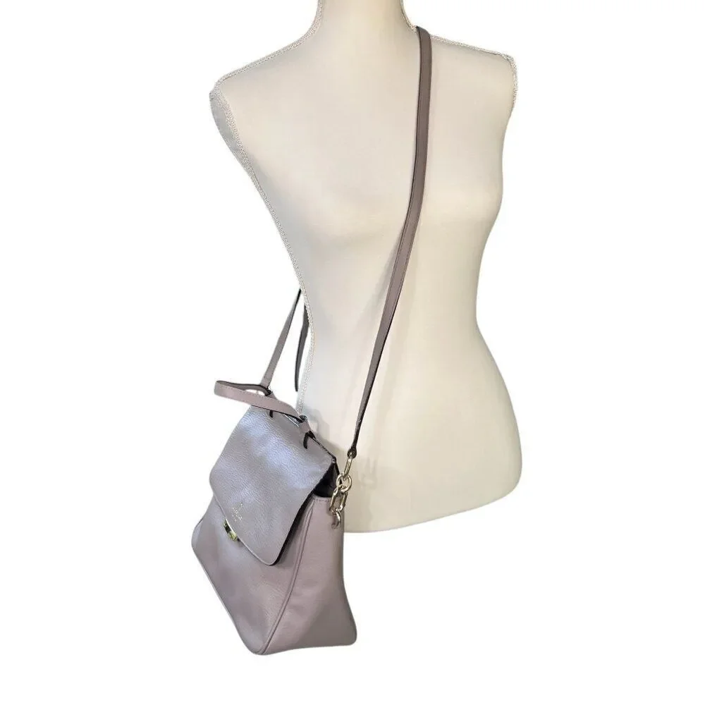 Kate Spade Rae Robinson Lane City Scape Leather Crossbody Satchel Grey